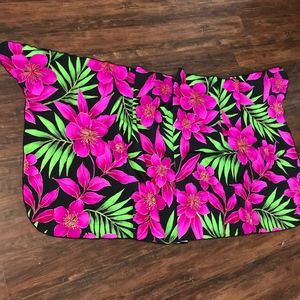 Hot Pink and Green Swimsuit Cover Up Wrap Skirt